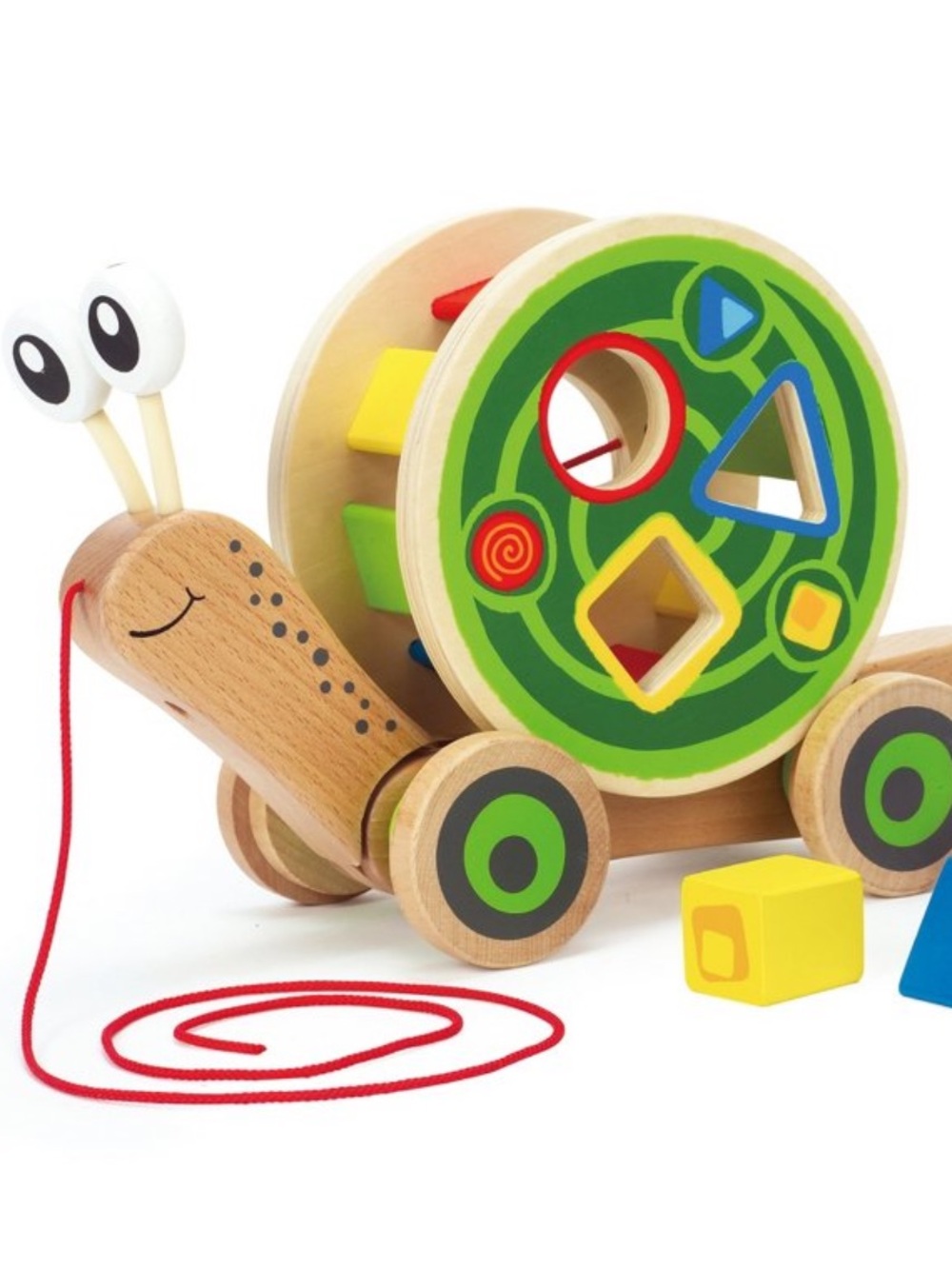 Wooden Snail Shape Sorter Pull Toy walk along hape excellent condition no box